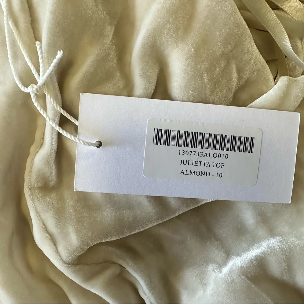 Reformation Julietta Cream Square-Neck Puff-Sleeve Velvet Corset Top